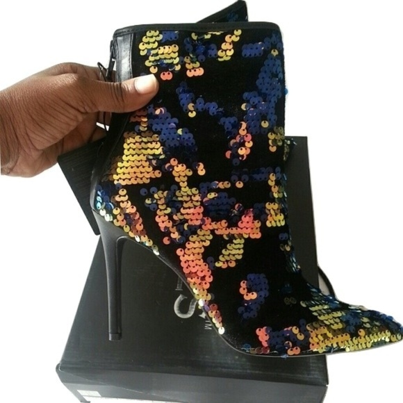 Forever 21 Shoes - Velvet and Sequin Ankle Boots Sz 7